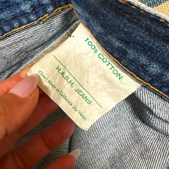 Vintage Hash wide leg jeans 70s Denim Retro Woodstock Hippie 27x31 High Waist - Picture 6 of 10